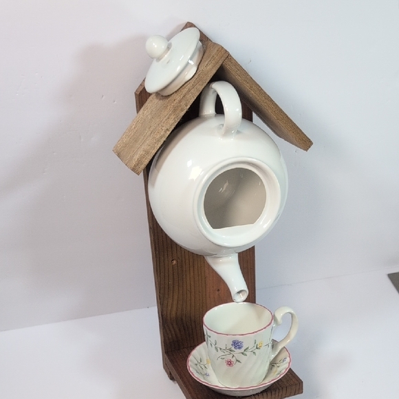 Rustic Wooden Bird Feeder/ Birdhouse Handmade English Tea - Picture 2 of 16